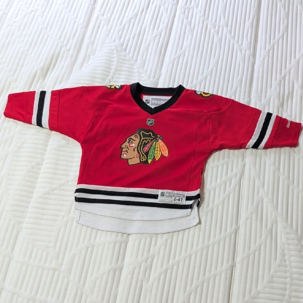 Reebok Red Chicago Blackhawks Hockey Jersey with Black & White Trim